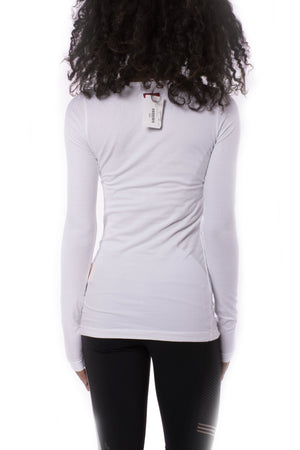 Supima/Lycra Long Sleeve Scoop Tee (Style SL-69, White) by Hard Tail Forever alt view 2