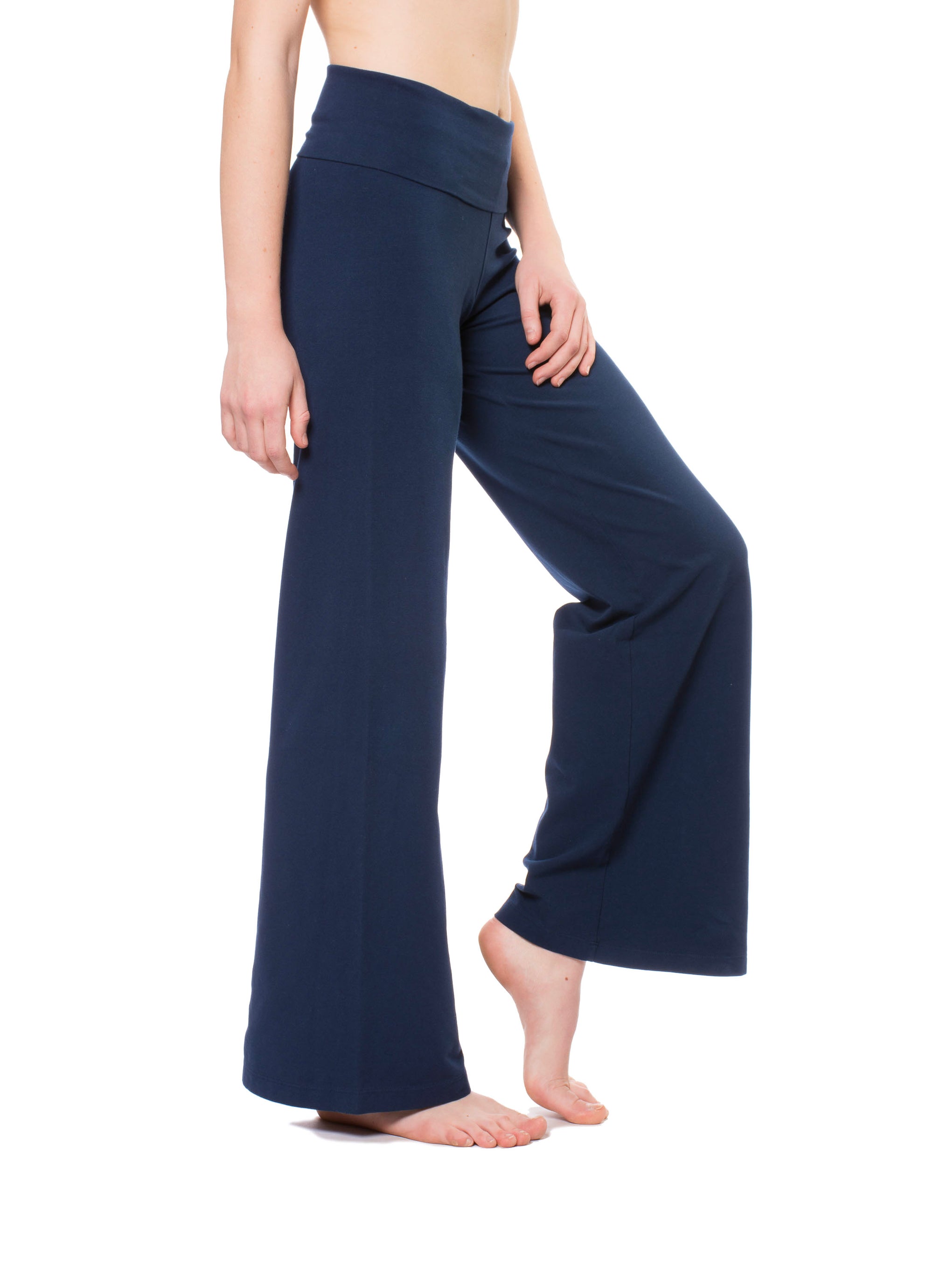 Wide Leg Roll Down Pants (Style W-326, Midnight Blue) by Hard Tail Forever