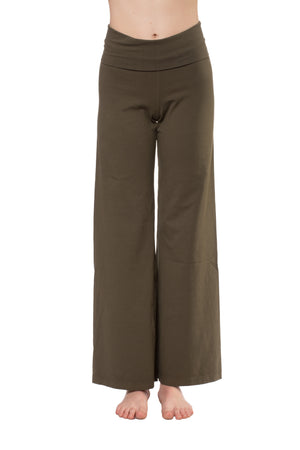 Wide Leg Roll Down Pants (Style W-326, Olive) by Hard Tail Forever alt view 3