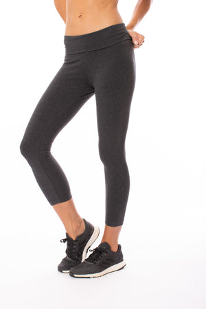 Roll Down Layered Legging (Style 588, Dark Charcoal) by Hard Tail Forever