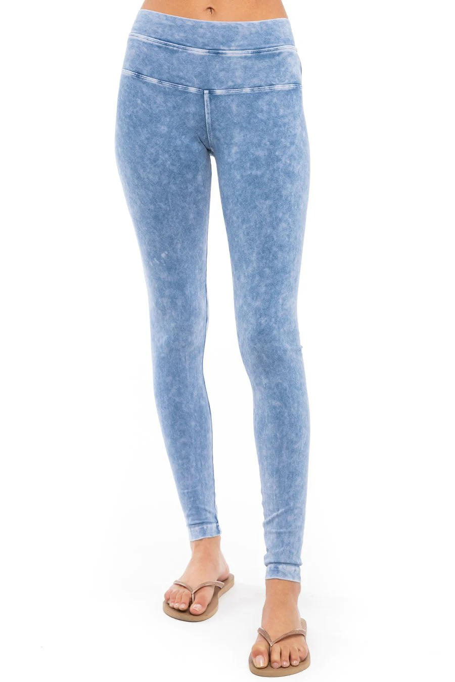 High Rise Ankle Legging (Style W-566, Light Blue Mineral Wash MW7