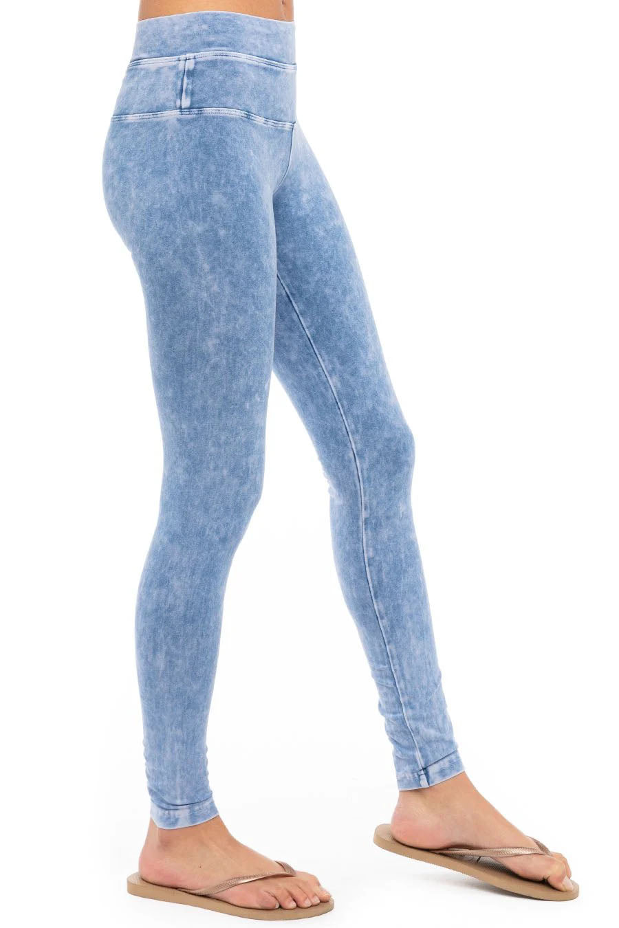 High Rise Ankle Legging (Style W-566, Light Blue Mineral Wash MW7