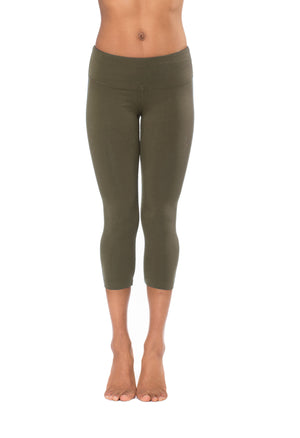 Flat Waist Capri (Style W-374, Olive) by Hard Tail Forever alt view 2