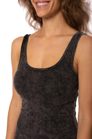 Hard Tail Forever - Baby Ribbed Skinny Mini Dress (T-150, Black Mineral Wash MW6) alt view 9