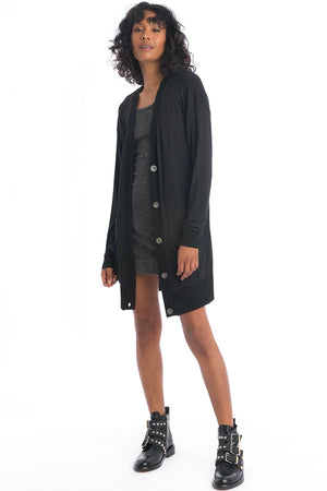 Hard Tail Forever - Baby Ribbed Skinny Mini Dress (T-150, Black Mineral Wash MW6) alt view 3