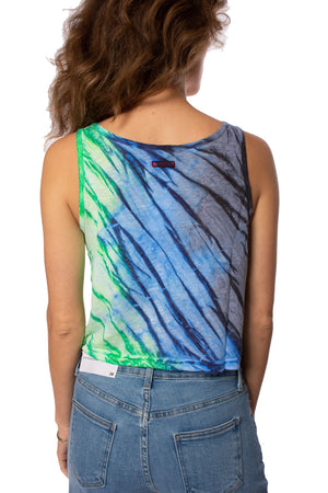 Hard Tail Forever - Cropped Boatneck Tank (SLUB-01, Tie-Dye Blueberry Limesicle) alt view 3