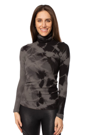Hard Tail Forever - Fitted Thermal Long Sleeve Turtleneck (TH-35, Tie-Dye Black Crystals)