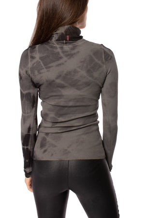 Hard Tail Forever - Fitted Thermal Long Sleeve Turtleneck (TH-35, Tie-Dye Black Crystals) alt view 2
