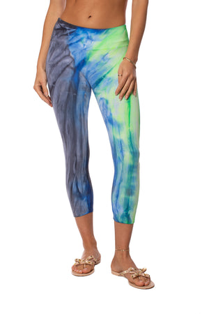 Hard Tail Forever - Flat Waist Capri (W-374, Tie-Dye Blueberry Limesicle)