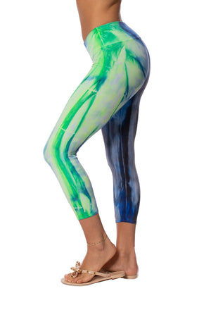 Hard Tail Forever - Flat Waist Capri (W-374, Tie-Dye Blueberry Limesicle) alt view 1