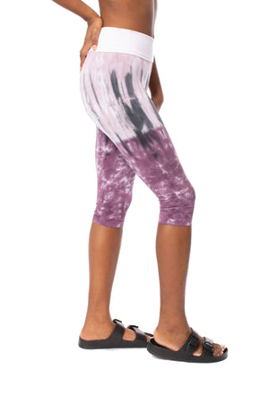 Hard Tail Forever - Roll Down Knee Legging (W-394, Tie-Dye Purple Ice) alt view 1