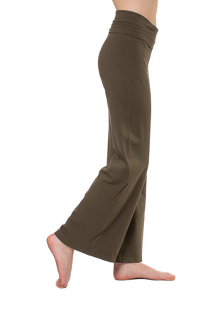 Wide Leg Roll Down Pants (Style W-326, Olive) by Hard Tail Forever