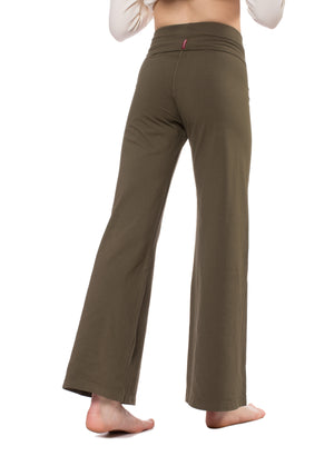 Wide Leg Roll Down Pants (Style W-326, Olive) by Hard Tail Forever alt view 1