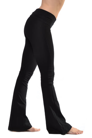 Contour Roll Down Boho Bell Bottom Flare Pant (Style W-598, Black) by Hard Tail Forever alt view 2
