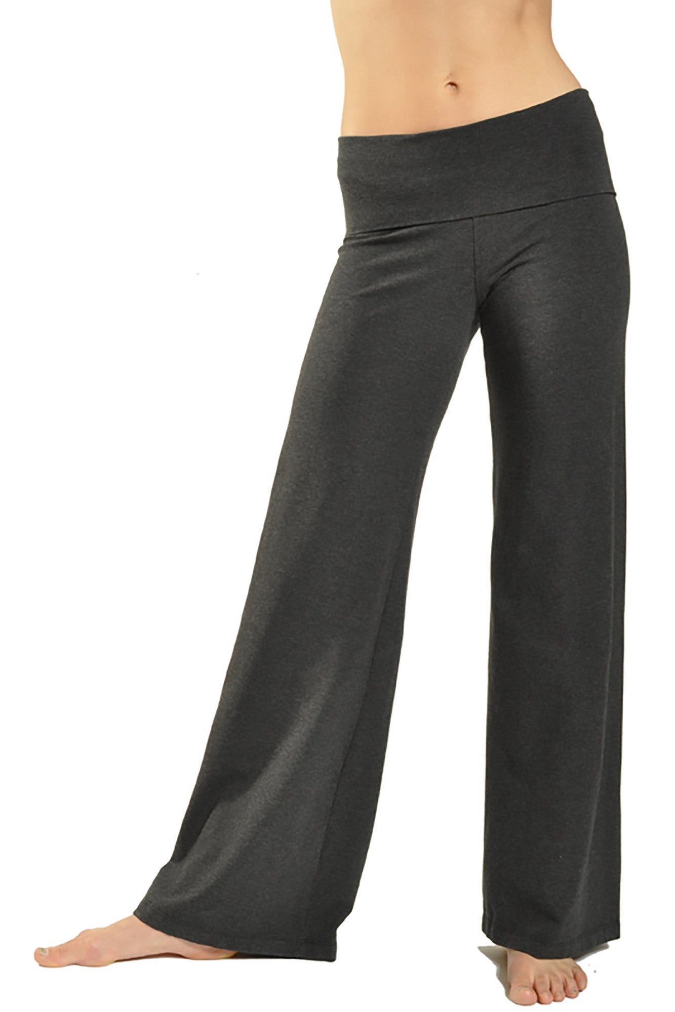Wide Leg Roll Down Pants (Style W-326, Dark Charcoal) by Hard Tail Forever